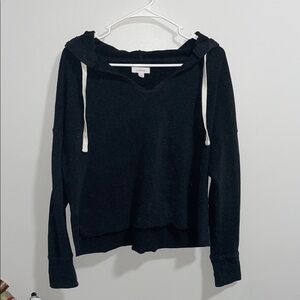 Off the Shoulder Black/Slate Grey Hoodie by Aerie